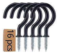 JAPONC 16PCS Metal Ceiling Hooks 2.9 Inch Multipurpose Vinyl Coated Screw-in Wall Hooks for Hanging Plants, Cups, Utensils, Lights and Stuff Great for Indoor & Outdoor Use