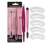 JAPONESQUE Brow Builder Kit - Includes Lamination Spatula, 5 Brow Stencils and Brush for Gels, Waxes and Eyebrow Makeup