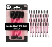 JAPONESQUE Dual Ended Lash & Brow Tool - Eyelash Separator & Eyebrow Brush Spoolie, 2pk, 48ct