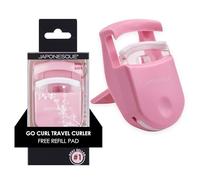 JAPONESQUE Travel Eyelash Curler, Black - Plastic Eyelash Curlers for Travel Makeup - Comes with Bonus Replacement Lash Pad