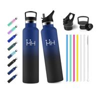 JAPORIA Drinking Bottle 1 Litre, Water Bottle with Straw, Suitable for Carbonated Drinks, BPA-Free, Insulated Flask, Double-Walled, Thermos Flask for Camping, Sports, Fitness