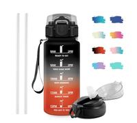 JAPORIA Drinking Bottle 500 ml Sports Water Bottle with Straw Suitable for Carbonated Drinking Bottle with Time Marking Leak-Proof Water Bottle for Running Hiking Travel Cycling