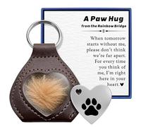 Japrex Pet Fur Keepsake for Dog Cat Loss, Pocket Hug Rainbow Bridge Memorial Keychain to Hold Pet Hair Close to Your Heart, Pet Sympathy Gift for Grieving Dog Mom Cat Mom Pet Owner