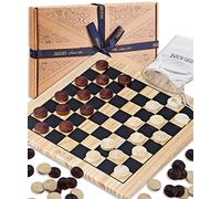 Jaques of London Draughts Board Game | Traditional 12 “ Wooden Draughts Board with Deluxe Checkers Pieces | Wooden Board Games for Adults and Kids | Since 1795