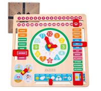 Jaques of London Learning Kids Calendar Clock for Age 3+, Wooden Educational Toys with Weather for Preschool Children | Learn to Tell the Time Days and Months | Since 1795