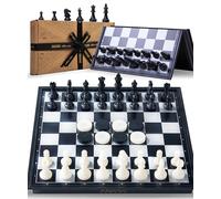 Jaques of London Magnetic Travel Chess & Draughts Set | With Folding Chess Board Storage for Checkers and Chess Pieces | Since 1795