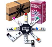Jaques of London Mexican Train Dominoes Game Age 3+ | Dominoes Set for Children & Adults | Family Game in a Tin Box | Since 1795