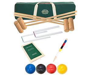 Jaques of London Reigate Croquet Set for 4 Players | Canvas Carry Case with Mallets, Hoops, Balls, Peg & Rules | Traditional Garden Game | Since 1795