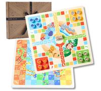 Jaques of London Snakes and Ladders Game for Kids with Ludo Game Board | 2 in 1 Kids Board Games | Wooden Games for 3 4 5 Year Olds Girls and Boys | Since 1795