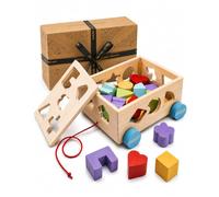 Jaques of London Wooden Shape Sorter for 1 year olds | Pull Along Wooden Toys for 1 2 3 Year Olds | Montessori Toddler Toys | Since 1795