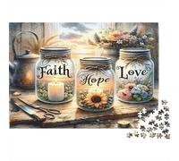 Jar Fairy Jigsaw Puzzle Faith Hope Love 1000 Pieces Recycled Paper Adults Jigsaws Difficult Challenge Stimulate Brain Thinking Home Fun Gift 52x38cm/1000pcs