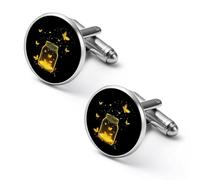 Jar Fireflies Shirt Cufflinks Round Cuff Links for Business Wedding Party Father's Day Gift 2.0cm