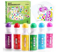 Jar Melo Washable Dot Markers for Toddlers, 6 Colors Bingo Dabber Pens with 120 PDF & 10 Activity Papers, Arts and Crafts Supplies for Preschool, Kids Ages 2-4 Years Old