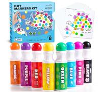 Jar Melo Washable Dot Markers for Toddlers, 8 Colors Bingo Dabber Pens with 120 PDF & 10 Activity Papers, Arts and Crafts Supplies for Preschool, Kids Ages 2-4 Years Old