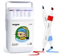Jar Melo24 Colors Washable Dual Tip Markers (Chisel and Brush Tip)