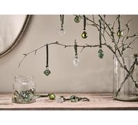 Jar of 16 Mini Green Mixed Baubles, Recycled Glass Christmas Tree Decoration