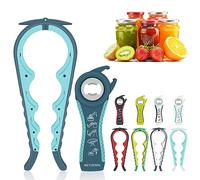 Jar Opener, 5 in 1 Multi Function Can Opener Bottle Opener Kit with Silicone Handle Easy to Use for Children, Elderly and Arthritis Sufferers (New blue)