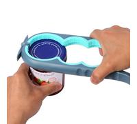 Jar Opener Bottle Opener, 5 in 1 Multi Function Can Opener Bottle Opener with Silicone Handle Easy to Use for Children, Elderly and Arthritis Sufferers (Grey & Blue)