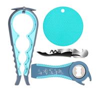 Jar Opener Bottle Opener Kitchen Gadgets, 5 in 1 Non Slip Rubber Multi Function Bottle Lid Opener, Kitchen Can Opener for Arthritic Hands