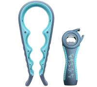 Jar Opener for Seniors with Arthritis,Jar Opener for Weak Hands,5-in-1 Bottle Opener,4-in-1 Can Opener (A-Blue)