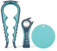 Jar Opener for Weak Hands, Seniors with Arthritis, 5 in 1 Multi Function Bottle Opener Lid Opener for Arthritic Hands with Non Slip Rubber