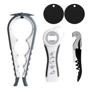 Jar Opener Set - 5-Pack Multi-Purpose Can Openers, Kitchen Tools for Hand Weakness, Elderly and Arthritis Patients, Cork, Beer Bottle Opener Non-Slip Heat Insulation Silicone Mat(Gray and Black)