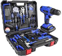 jar-owl 21V Tool Set with Drill, 350 in-lb Torque, 0-1350RMP Variable Speed, 10MM 3/8'' Keyless Chuck, 18+1 Clutch, 1.5Ah Li-Ion Battery & Charger for Home Tool Kit