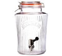 Jar with Tap 5L Ribbed Glass Clip Top Beverages Water Dispenser Kitchen Party