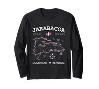 JARABACOA Dominican Republic Flag Travel Map Coordinates Long Sleeve T-Shirt