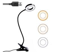 JARAGAR Clip on Reading Light 48 LED USB Desk Lamp with 3 Color Modes, 10 Brightness Levels, Eye Caring, 360° Flexible Gooseneck Clamp for Bed, Headboard, Office, Bedroom