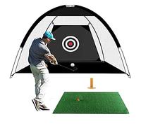 JARAGAR Golf Practice Net, 10 X 7 Ft Golf Hitting Nets for Garden Driving with Turf & Golf Tee, Golf Swing Chipping Training Equipment for Indoor Outdoor Use, Black,WJ1584