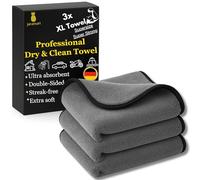 jaramari® 3 x super absorbent microfibre cloth, 60 x 40 cm, anthracite, ideal for cars and surfaces: dry before polishing and cleans glass, delicate and more with double layer design.