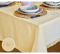 Jarapa Home Stain Resistant Tablecloth Rubber Rectangular Table Repels Liquids and Stains. Soft Cotton Resin Fabric, Spanish Made (150 x 250 cm, Yellow)