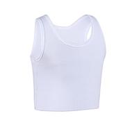JARAZIN Women Tomboy Lesbian Pull On Closure Elastic Band Chest Binder Strap Short Pullover Tank Top Vest - White - XXL