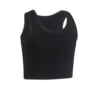 JARAZIN Women Tomboy Lesbian Pull On Closure Elastic Band Chest Binder Strap Short Pullover Tank Top Vest - Black - L