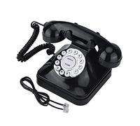Jarchii Telephone Phone, Vintage Black Multi Function Plastic Home Telephone Retro Wire Landline Phone Muti-function Flash, Re-dial and Reserve Vintage Appearance
