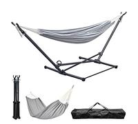 Jarder Harley Portable Folding Hammock with Stand | Garden, Patio, Beach, Camping (Grey)