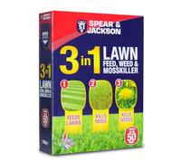 Jarder Spear & Jackson 3 in 1 Lawn Feed Fertiliser, Weed and Moss Killer, 1.6kg, Covers 50sqm