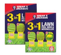 Jarder Spear & Jackson 3 in 1 Lawn Feed Fertiliser, Weed and Moss Killer, 3.2kg, Covers 100sqm