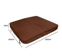 Hot Tub Cover Spa Lid 2m x 2m Square Brown Hard Top Weatherproof PVC Leather Foam 25KG/m3 Density Galvanized C-Channel UV Mildew Flame Resistant 4 x Lock Down Straps With Keys 6 Lifting Handles