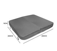 Hot Tub Cover Spa Lid 2m x 2m Square Grey Hard Top Weatherproof PVC Leather Foam 25KG/m3 Density Galvanised C-Channel UV Mildew Flame Resistant 4 x Lock Down Straps With Keys 6 x Lifting Handles