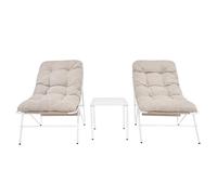 Garden Bistro Set Cream 3PC Outdoor Patio Furniture 2 Chairs Cushions Table