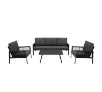MonsterShop Garden Aluminium 5 Seat Furniture Sofa Set Rattan Alternative Anthracite Grey 4 Piece