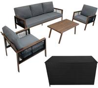 Jardi Aluminium 4 Piece Sofa Set & Box - Wood Effect -
