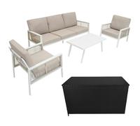 Jardi Aluminium 4 Piece Sofa Set with Black Rattan Storage Box - White