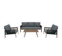 Jardi Aluminium 4 Piece Sofa Set - Wood Effect