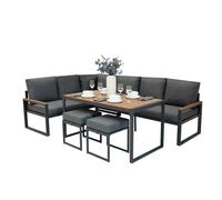 Jardi Aluminium Corner Sofa Set - Wood Effect