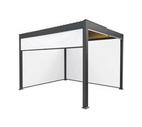 Monstershop Anthracite Aluminium Pergola With White Blinds & LED Lights - 3m x 3m