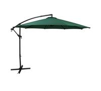 Cantilever Parasol 3m Green Banana Hanging Umbrella Garden Sun Shade Canopy Patio Outdoor UV Protection Winding Crank Handle Cross Base 8 Ribs Waterproof Rain Cover