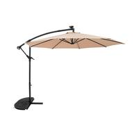 Monstershop LED Cantilever Parasol 3m With Half Fan Base - Beige Monstershop Beige